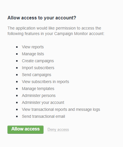CampaignMonitor- Allow Access to Replug