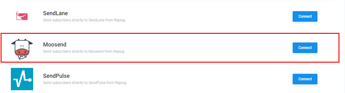 Moosend Connect- Replug
