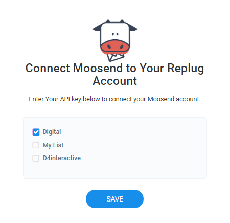 Moosend list connection-Replug