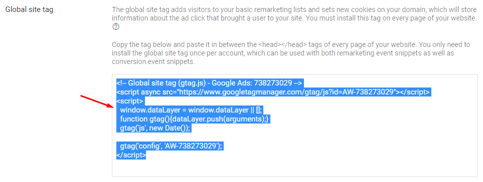 Global site tag 