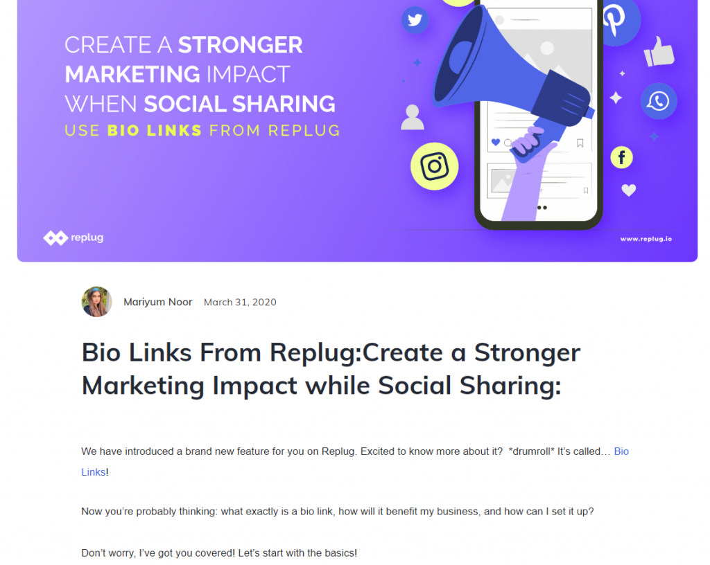 Bio Links From Replug:Create a Stronger Marketing Impact while Social Sharing: