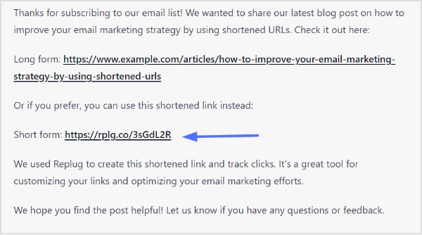 email short url example