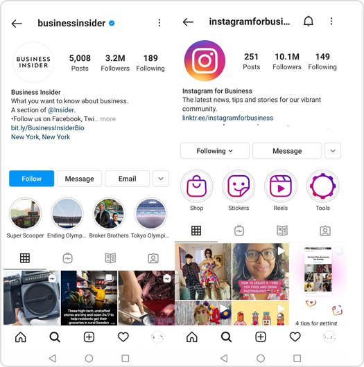 Instagram highlight feature used by Business Insider