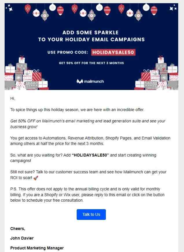 email for holiday season