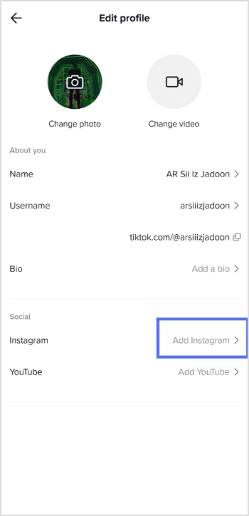 add instagram link