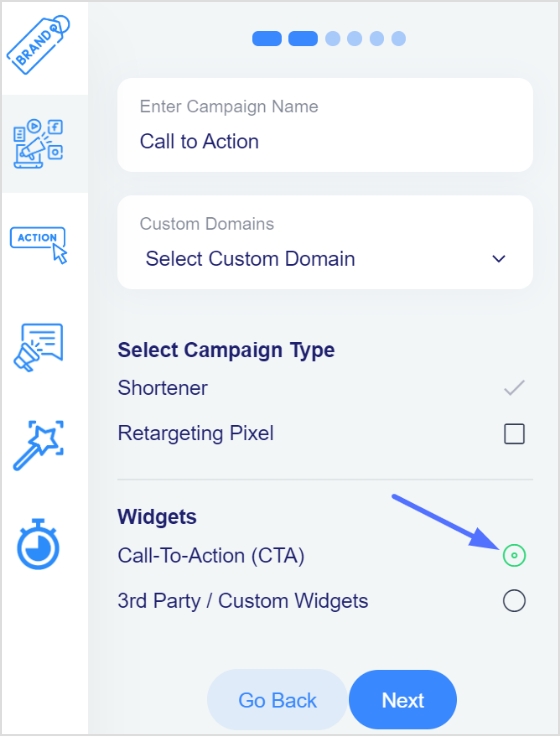 select call to action button