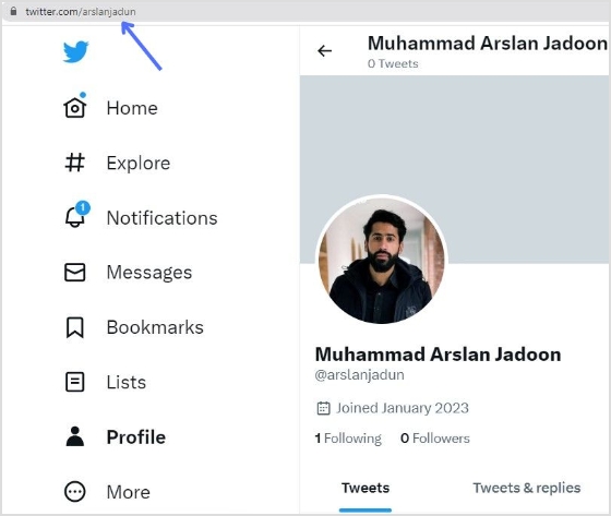 how to find my twitter account url