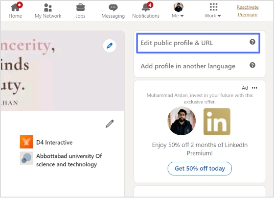 optimize public profile and url