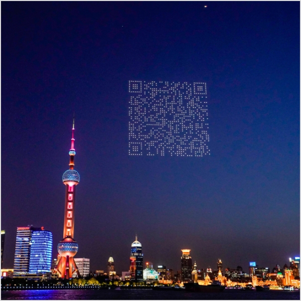 drones-QR-code-over-shanghai