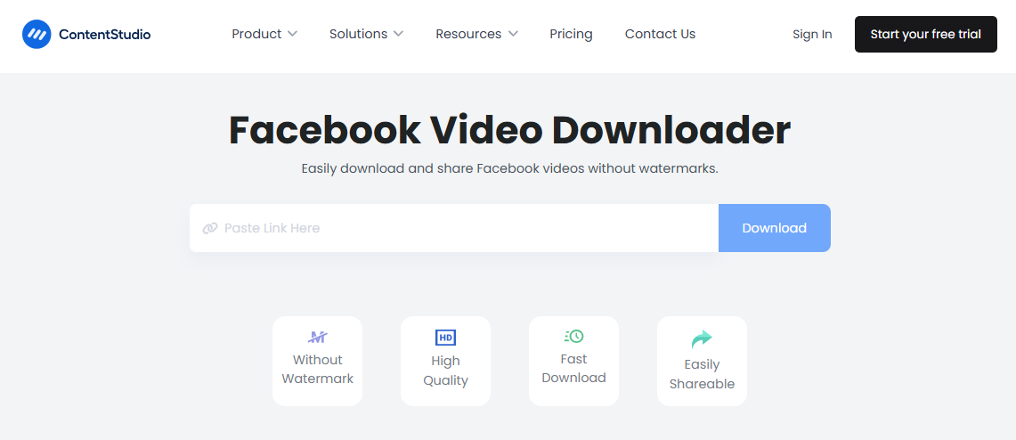 Facebook Video Downloader- ContentStudio