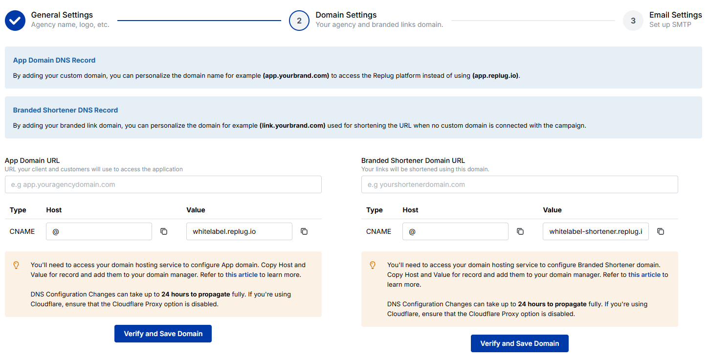 Domain settings