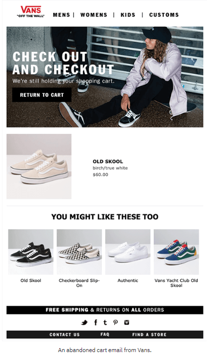 Vans Abandonment Email Exmaple