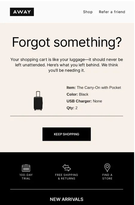 Away- Cart- Abandoned Email Practice
