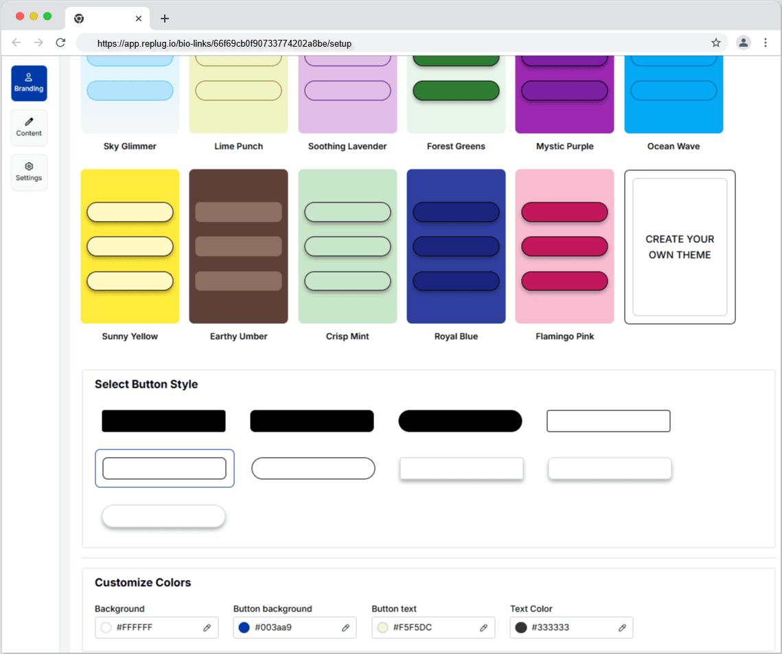 Personalize your bio link profile