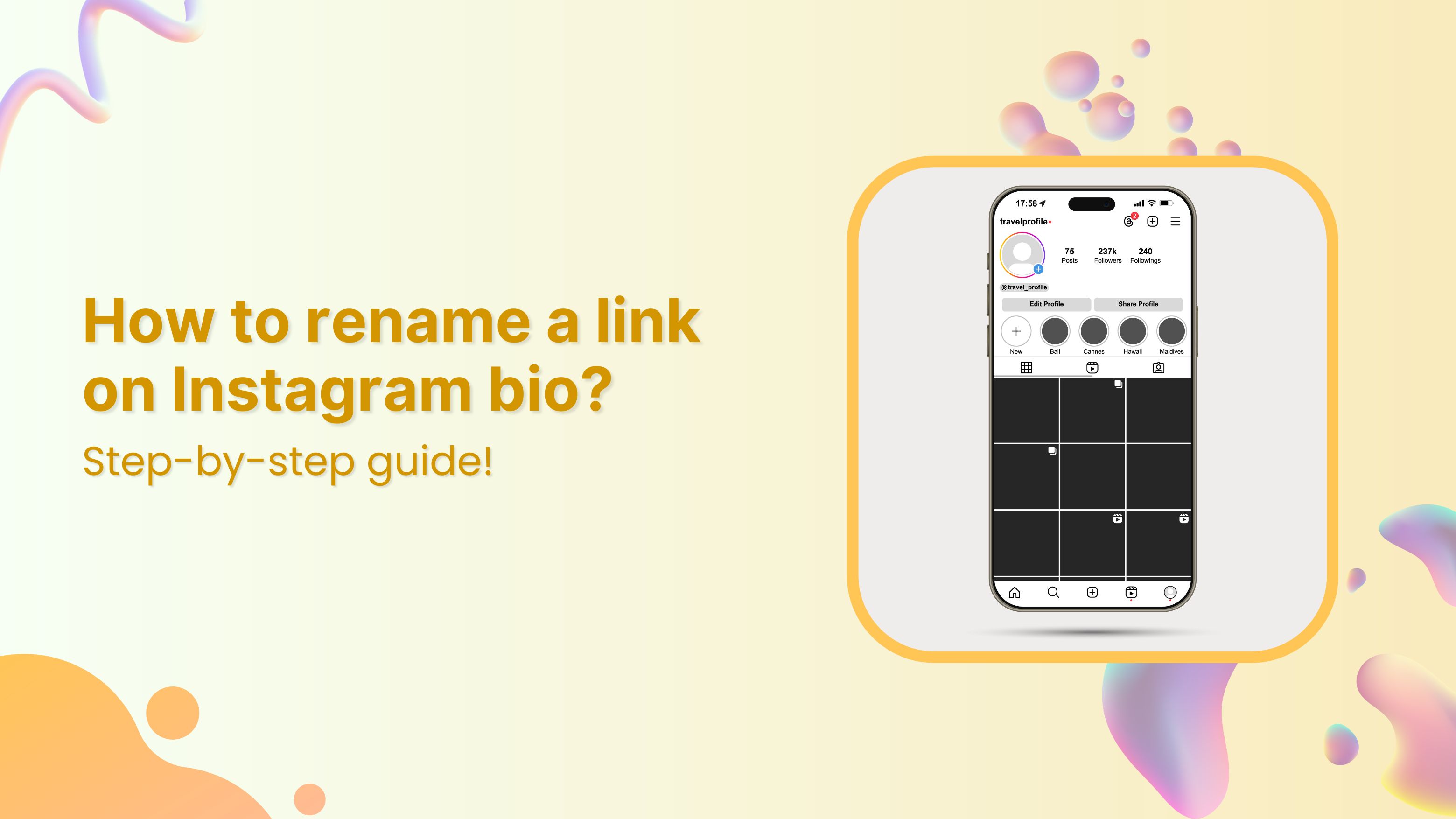 How to rename a link on Instagram bio?