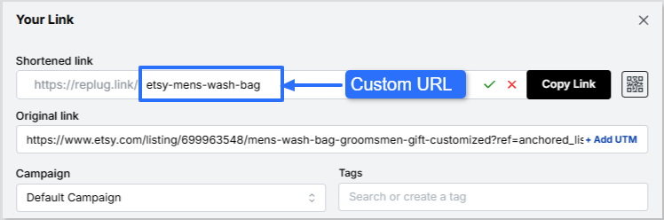 Create a custom URL using Replug