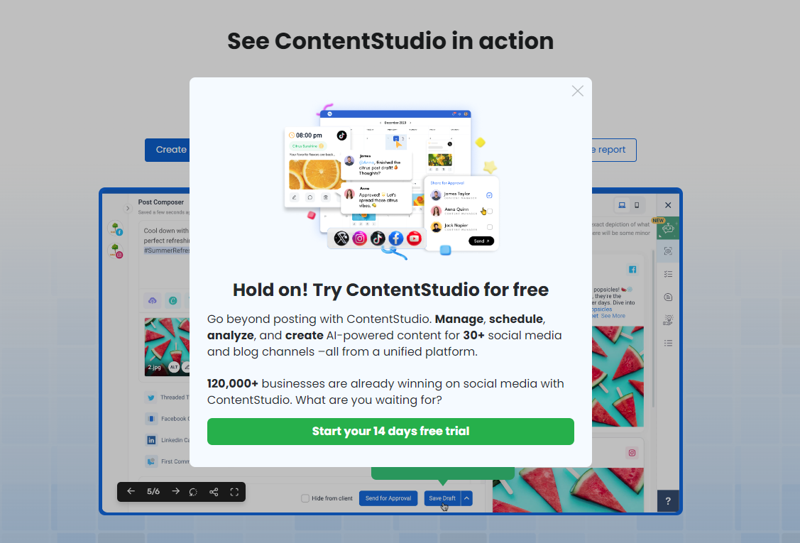 Best exit Intent Popup Example - ContentStudio