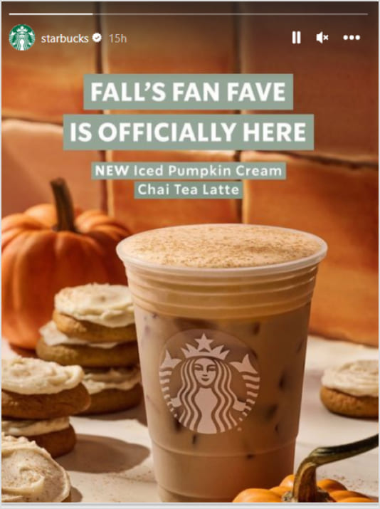 Example of Starbucks Instagram story