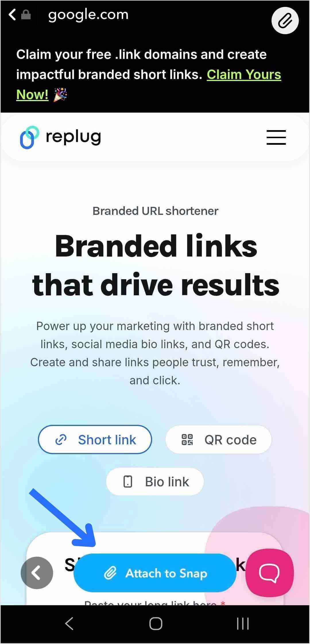Attach link to snap