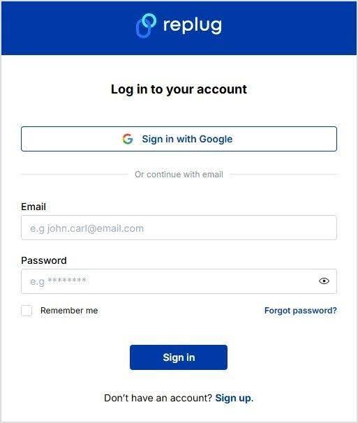 Replug Sign up - replug.io