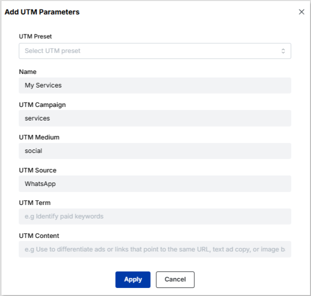 Add UTM parameters to your WhatsApp short link