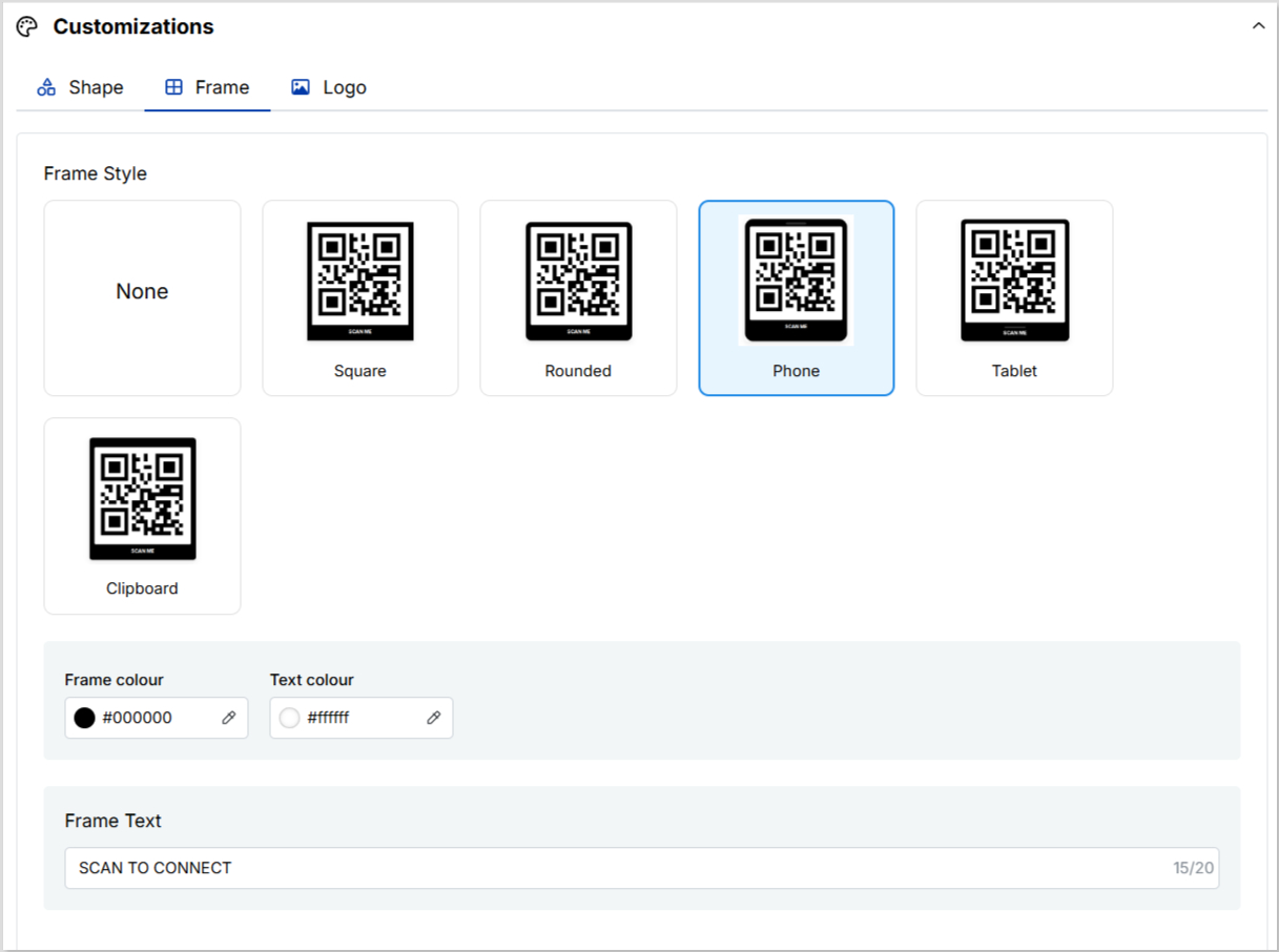 Customize QR code frame