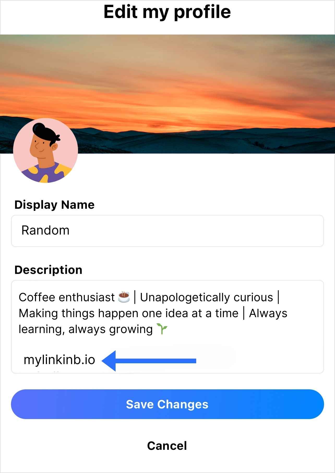 Add bio link to Bluesky profile bio